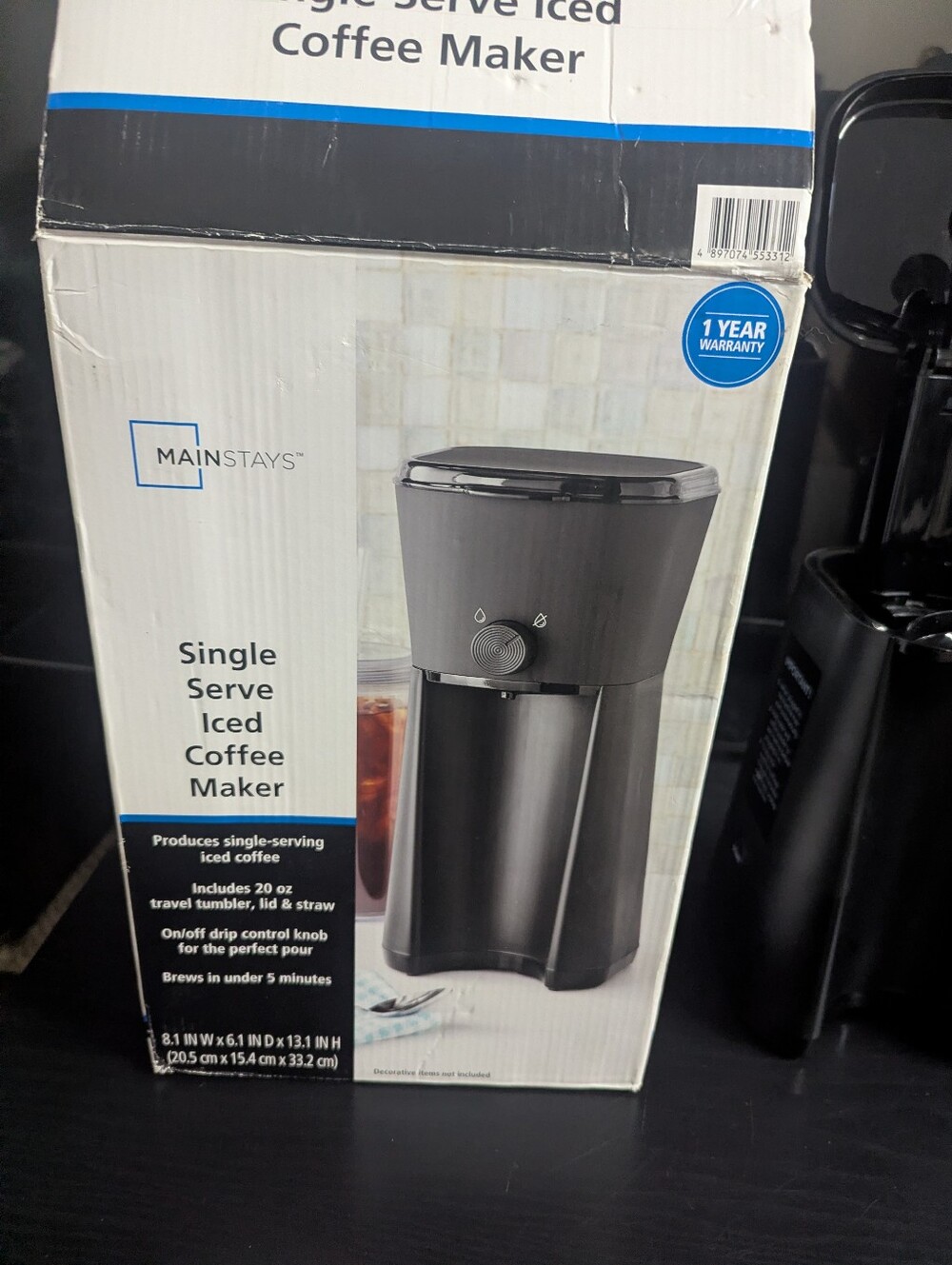 Mainstays Black Single Serve Iced Coffee Maker